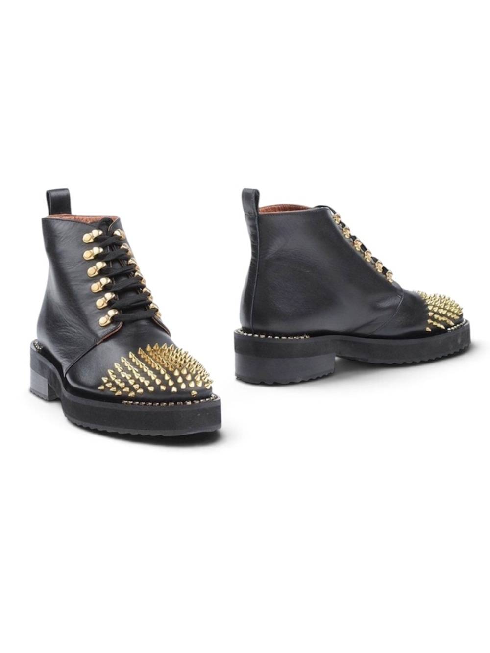 ras gold-tone metal spikes rhinestones ankle boots